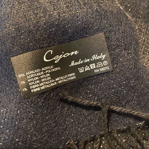 Cejon Scarf dark Navy blue nylon/acrylic made in Italy 11x70 *NEW* - Picture 7 of 8